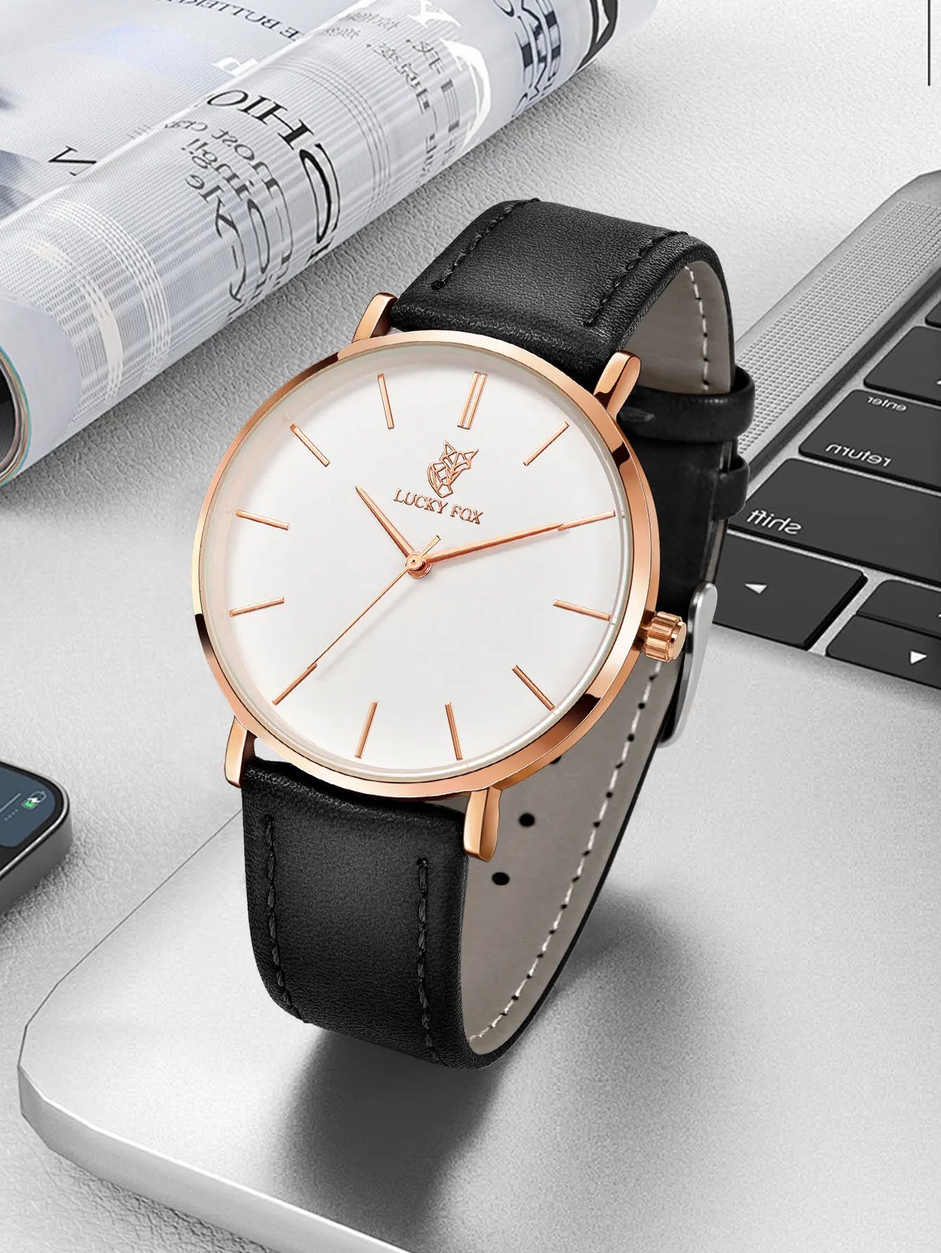 LUCKY FOX Classic Luxury Men Watch Simple Casual Men and Women Round Large Dial Quartz Watch Clock Gifts Men Reloj
