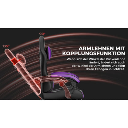 Ergonomic Gaming Chair with Lumbar Support Pillow & Headrest, Adjustable Gamer Chair with Footrest, Reclining PC Gaming Chair for Adults