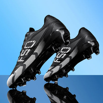Chaussures de football pour hommes, crampons AG FG, semelle en caoutchouc durable, tige en PU léger, chaussures de football pour adultes, idéales pour les matchs sur gazon et les entraînements.
