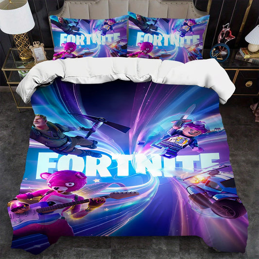 Conjunto de capa de edredão Battle Game F-Fortnite, lavagem suave, 3 peças, cama de verão confortável, dormitório de estudante, casa, roupa de cama para bebé, mais vendido