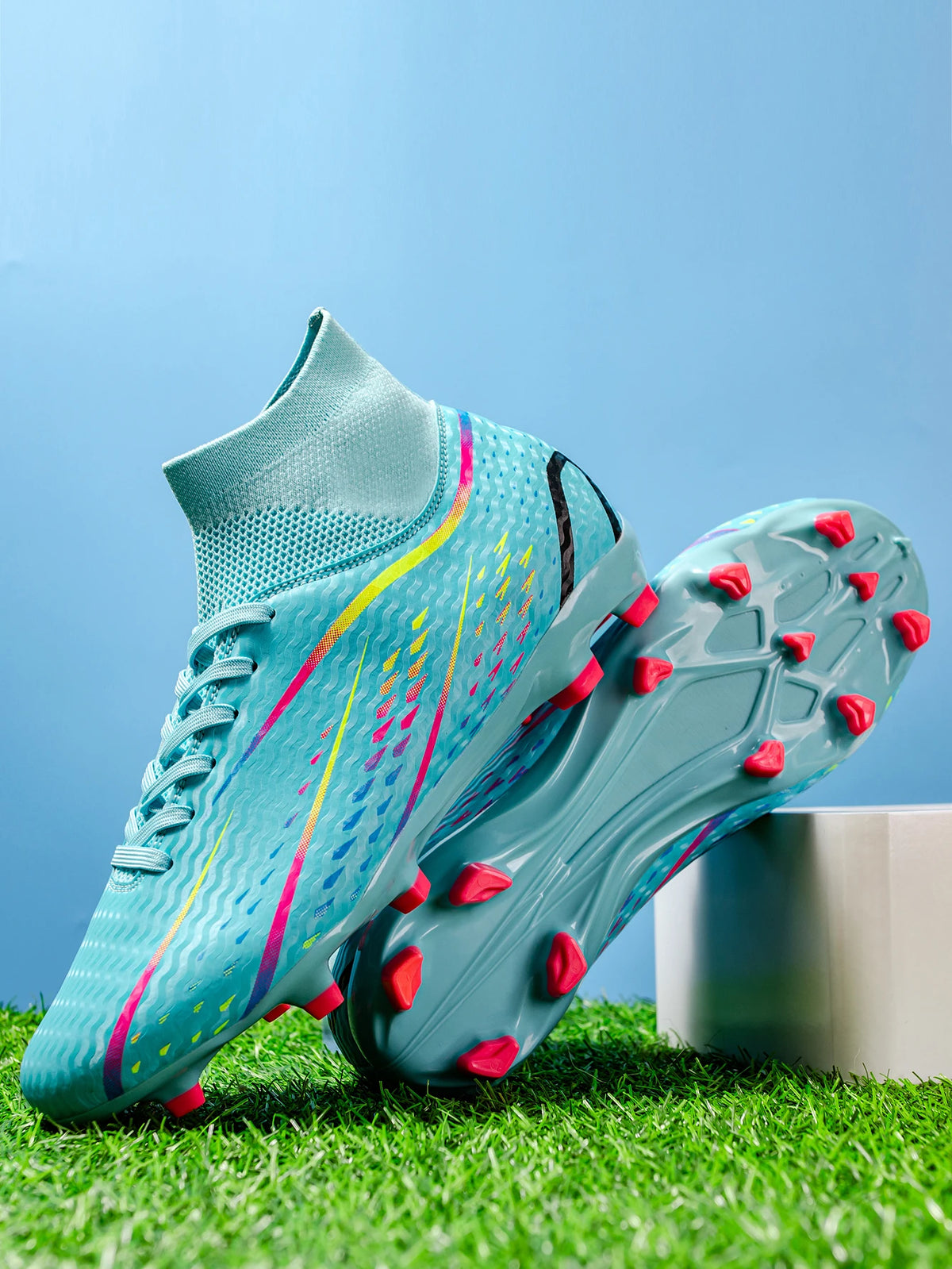 Chaussures de football AG FG pour adultes, dédiées aux compétitions, tissu PU haute densité, crampons longs en TPU antidérapants, robustes, pour entraînement sur gazon naturel