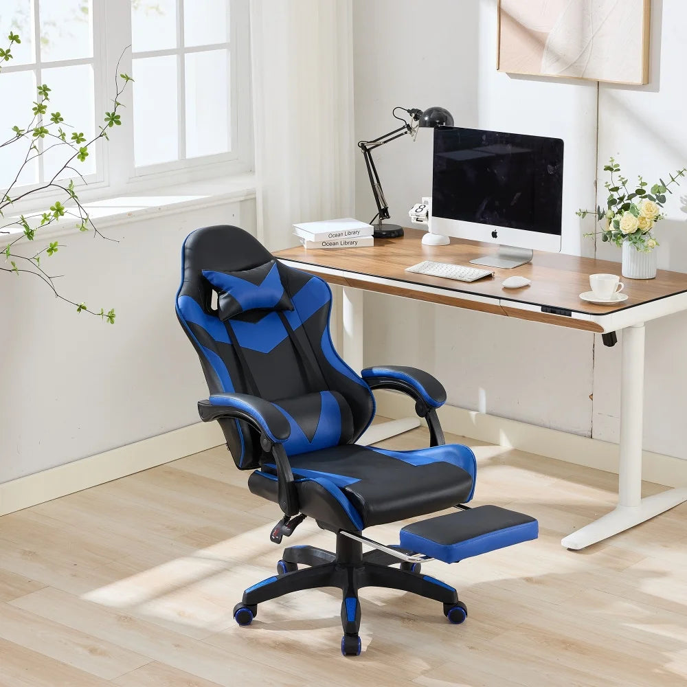 Ergonomic Rotating Gaming Chair, 360 Reclining Office Chair °   Pivoting, Height-Adjustable, Footrest, Headrest