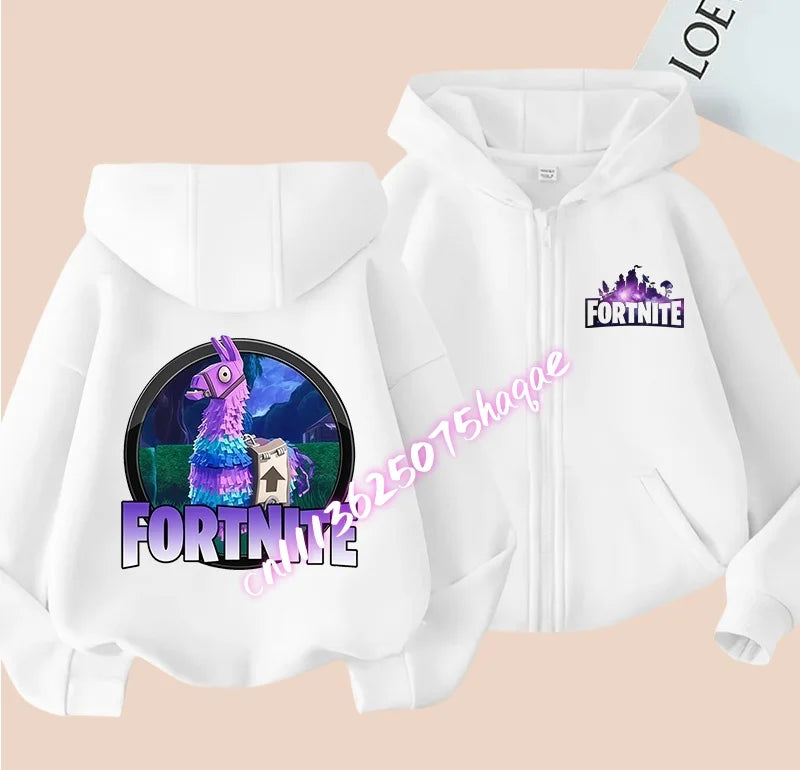 Nowa dziecięca bluza z kapturem Fortnites na zamek, kreskówkowa anime, casualowa i oddychająca kurtka dla chłopców, odzież dziecięca na wiosnę 2026