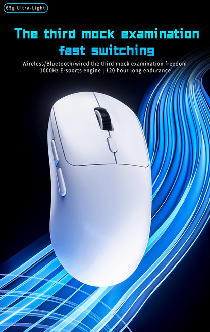 Геймърска Bluetooth мишка, презареждаема Gamer Paw3395, лека ергономична безжична мишка за Esport
