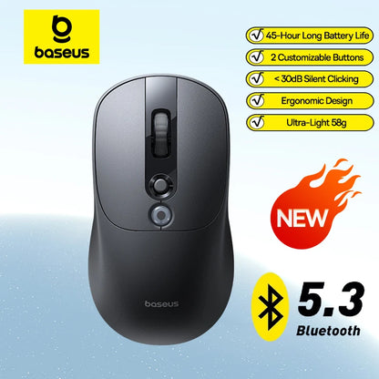 【NOVINKA】Baseus EM2 ergonomická bezdrátová myš Bluetooth 5.3 2.4G nabíjení Type-C ultralehká tichá myš s přizpůsobitelným tlačítkem
