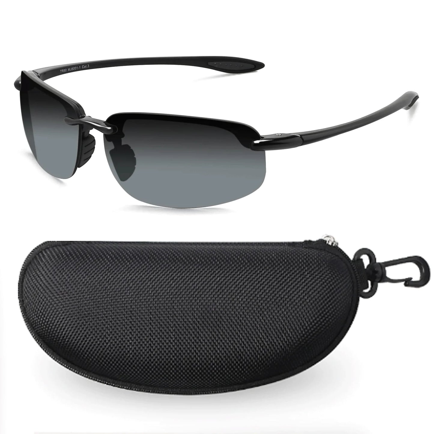MAXJULI Polarized Sports Sunglasses for Men Women TR90 Rimless Frame Protection for Running Fishing  Driving UV400 8001