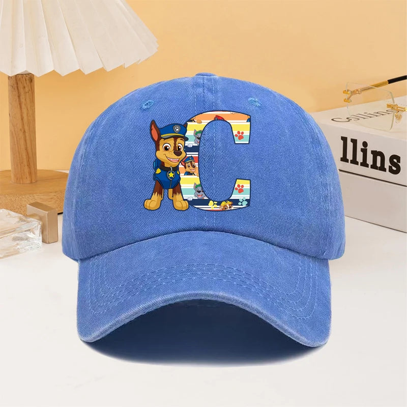 Paw Patrol Fashion Baseball Cap for Men Women Cartoon Letter A-Z Printed Peaked Caps Male Female Summer Hip Hop Sunshade Hat
