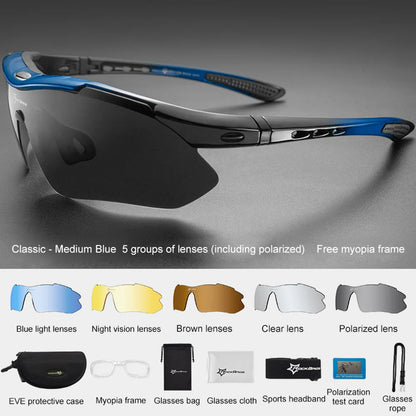 ROCKBROS Polarized Cycling Glasses Sunglasses Men Women Mtb Bike Road Eyewear Bicycle Riding Outdoor Sport Hiking Goggles 5 Lens
