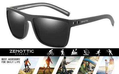 ZENOTTIC Polarized Sunglasses for Men Shades Lightweight TR90 Frame UV400 Protection Square Outdoor Trave Driving Sun Glasses
