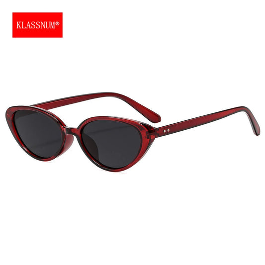 KLASSNUM Burgundy Red Sunglasses Women Cat Eye Frame 2026 Trendy Sun Glasses Shades Female Luxury Brand Designe Unisex Eyewear