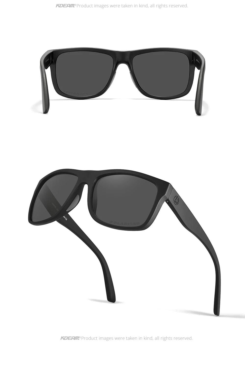 KDEAM Polarized Sunglasses Men Sports Tridimensional Brand Logo TR90 Square Sun Glasses All Black With Zipper Case KD0721