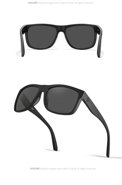 KDEAM Polarized Sunglasses Men Sports Tridimensional Brand Logo TR90 Square Sun Glasses All Black With Zipper Case KD0721