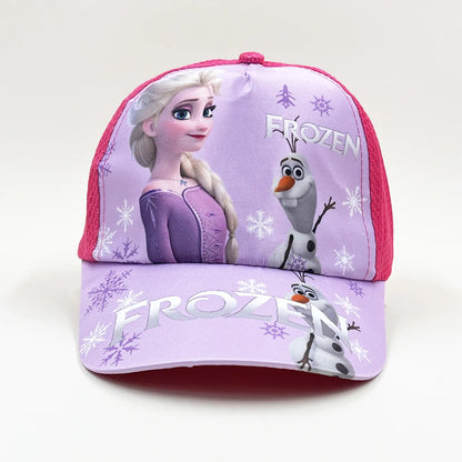 Disney Princess Elsa Anna Sofia Frozen Anime Figure Baseball Cap Terylene Peaked Cap Hat Cartoon Girl Kid's Headwear Gifts