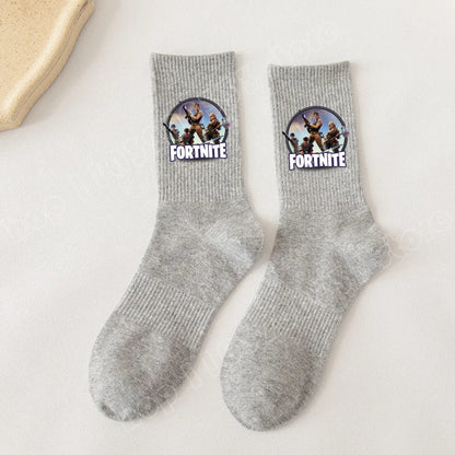 Fortnite Socks Cartoon Game Character Long Sock for Kids tudents in Spring and Autumn Solid Color Cotton Socks Birthday Gifts