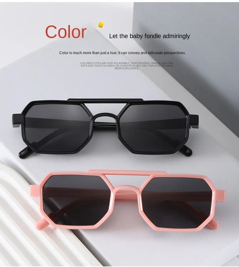 Children’s Sunglasses Vintage Double-beam Sun Glasses UV400 Outdoor Girl Boy Fashion Glasses Classic Square Kids Sunglasses