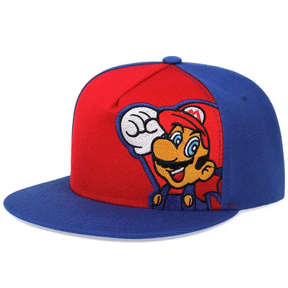 Bandai Super Mario letter embroidered baseball cap for both men and women, sunshade and sun protection duckbill cap cotton
