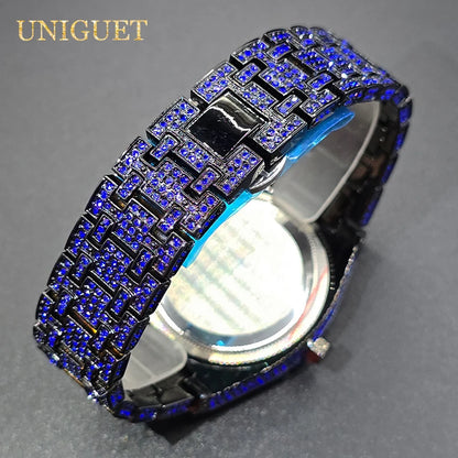 Droshipping Quartz Watches For Men Octagonal Case Luxury Diamond Men's Watch With Big Zircon Bezel Fashion Hip Hop Hand Clock