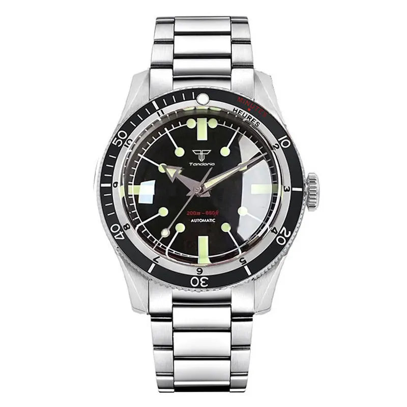 200M Water Resistant Mechanical Wristwatch Miyota 8215 Domed Sapphire Glass 120 clicks Bezel Steel Band Luminous Marks