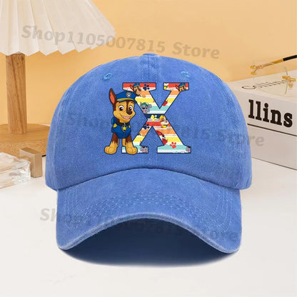 Paw Patrol Fashion Baseball Cap for Men Women Cartoon Letter A-Z Printed Peaked Caps Male Female Summer Hip Hop Sunshade Hat
