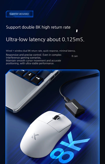 MCHOSE L7 Ultra+ średnio-duża mysz gamingowa do e-sportu z sensorem Paw3950, bezprzewodowa, trzy tryby, lekka mysz biurowa Dual-Drive do komputera