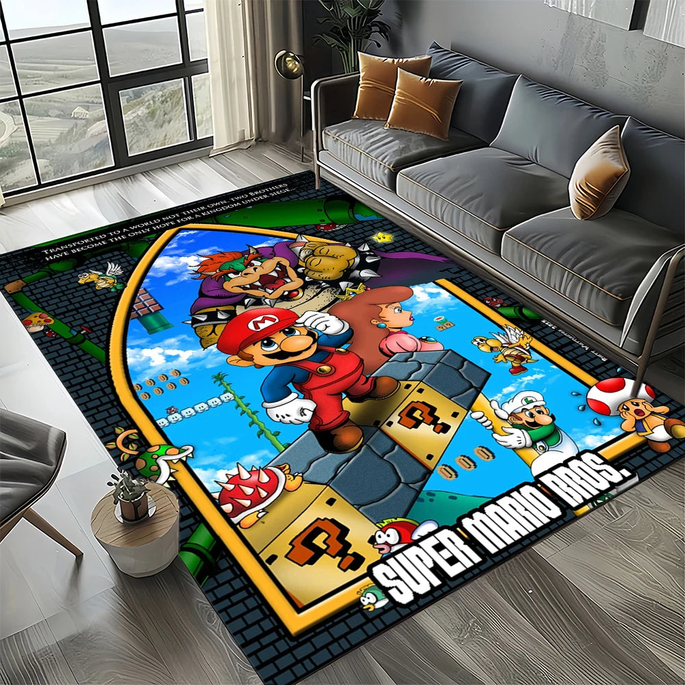 Retro Mario Cartoon  Area Rug,Carpet Rug for Home Living Room Bedroom Sofa Doormat Decor,Kids Play  Floor Mat