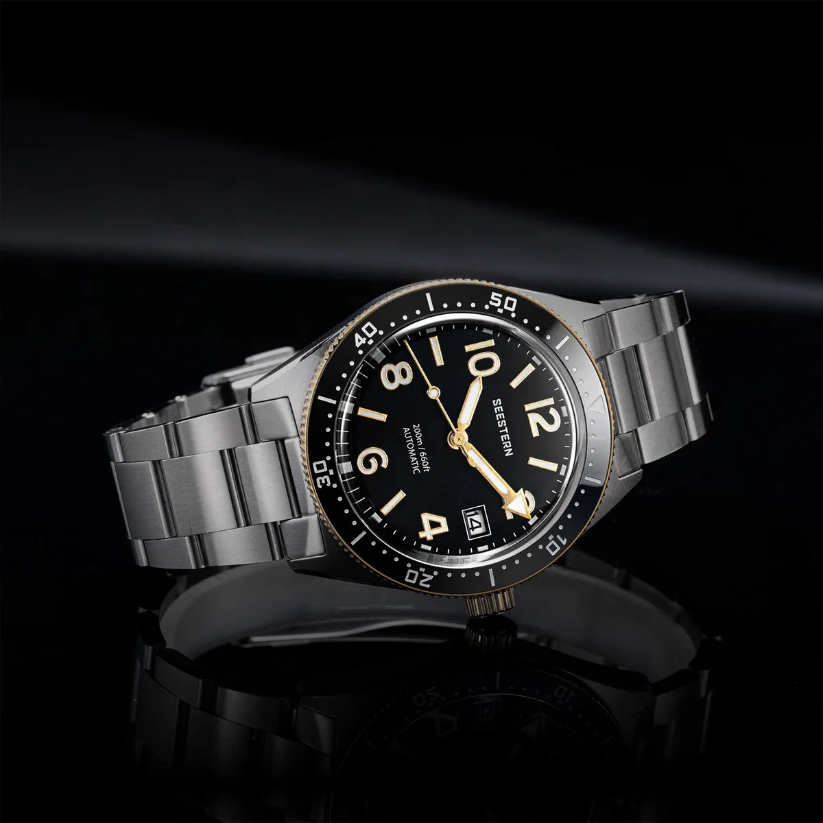 SEESTERN Diver Men's Watch Automatic Mechanical Wristwatches NH35 Movement Ceramic Bezel 20Bar Waterproof Sapphire Luminous S434-2