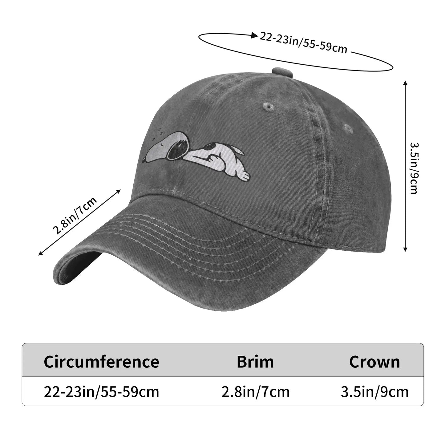 Sleeping Snoopy Baseball Caps Casual Distressed Washed  Snapback Cap Unisex Style Outdoor Summer Adjustable Caps Hat