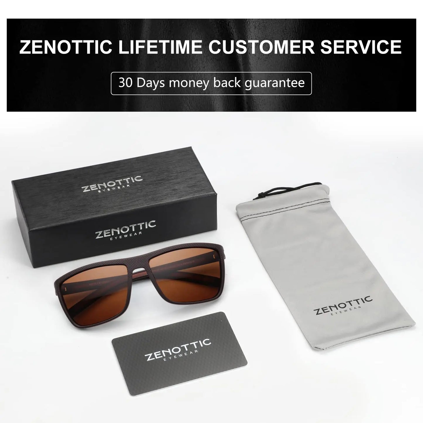 ZENOTTIC Polarized Sunglasses for Men Shades Lightweight TR90 Frame UV400 Protection Square Outdoor Trave Driving Sun Glasses