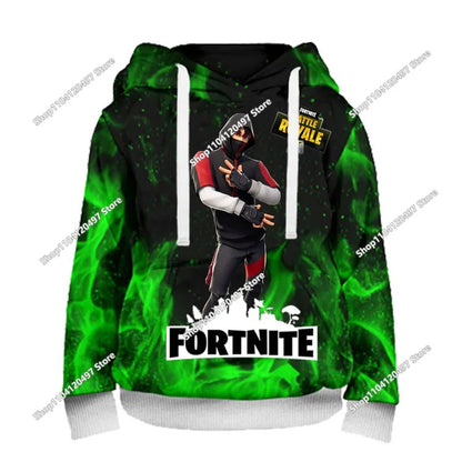 Children's Fortnite Hoodies Cartoon Casual Hooded Coat Autumn Men Soft Pocket Sweatshirts Male Loose Tops Long Sleeve Clothes