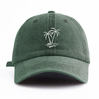 1pc Coconuttree Embroidery Washed Baseball Cap For Adults,Minimalist Retro Style Casual Soft Adjustable Dad Hat, Perfect As Gift