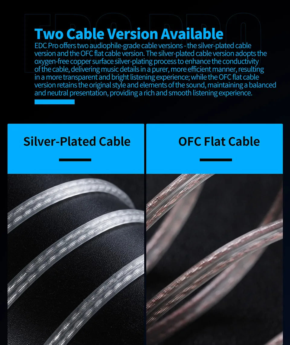 KZ EDC Pro Wire Earphone Large Dynamic Drivers Monitor Bass In-ear Headphone Cancelling Headset with Detachable Audio Cable