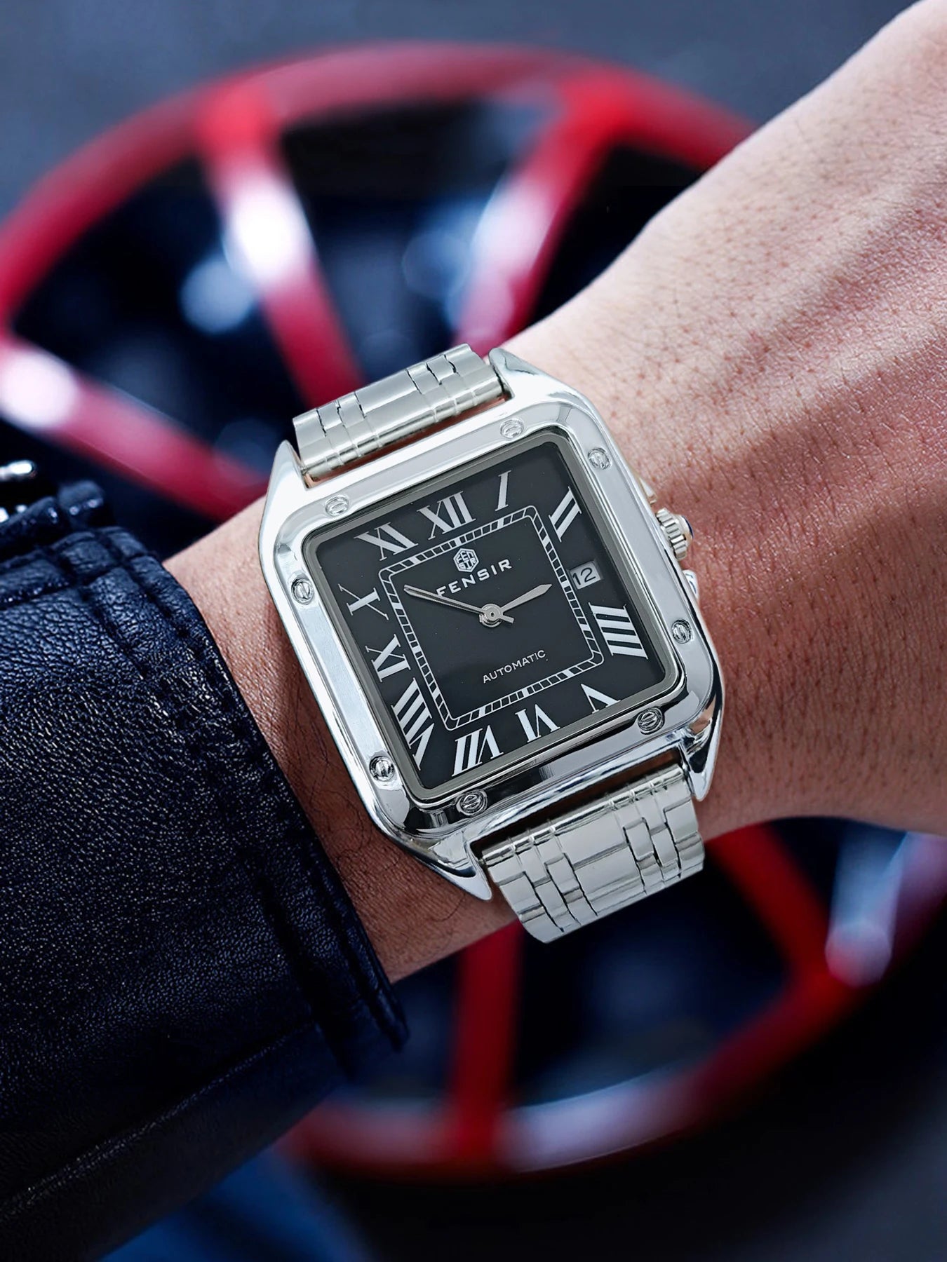 Luxury Square Watch for Men, Calendar Display, Stainless Steel Strap, High-End Luxury Small Square Men's Watch, Stylish Business Casual Versatile Trendy Men's Wristwatch, the Best Gift for Him