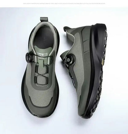 Chaussures de course décontractées noires pour hommes, bouton rotatif, antidérapantes, semelle épaisse, baskets d'extérieur