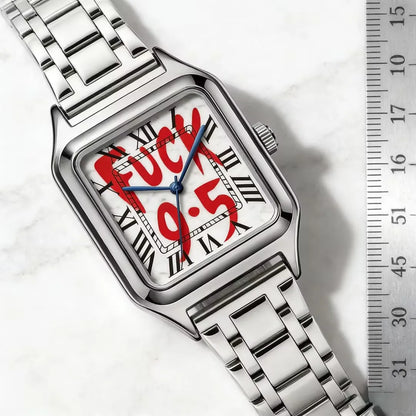 FUCK9.5 Stainless Steel Alloy Square Dial Simple Elegant Ins Style Light Luxury High-end Unisex Square Waterproof Quartz Watch