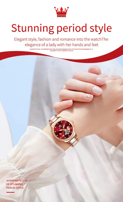 OLEVS Brand steel strip fully automatic mechanical watch for women 7001