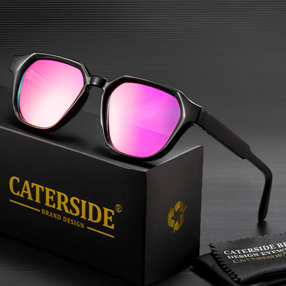 CATERSIDE New Fashion Men's Sunglasses CP Pin Square Frame Eyeglass Women's Outdoor Cycling Fishing Sports Retro Glasses UV400