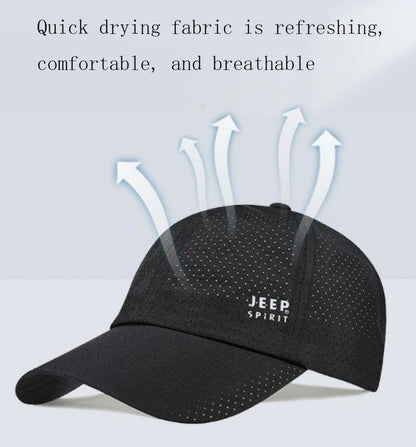 JEEP Spirit Quick drying Sports Hat Men's and Women's Duck billed Hat Spring/Summer Baseball Hat Breathable Sunscreen Hat
