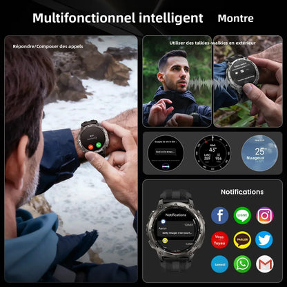 KOSPET Tank T4 Men's Rugged Smart Watch Military Grade Full Stainless Steel GPS 100M Waterproof 45M Freediving Health Monitor