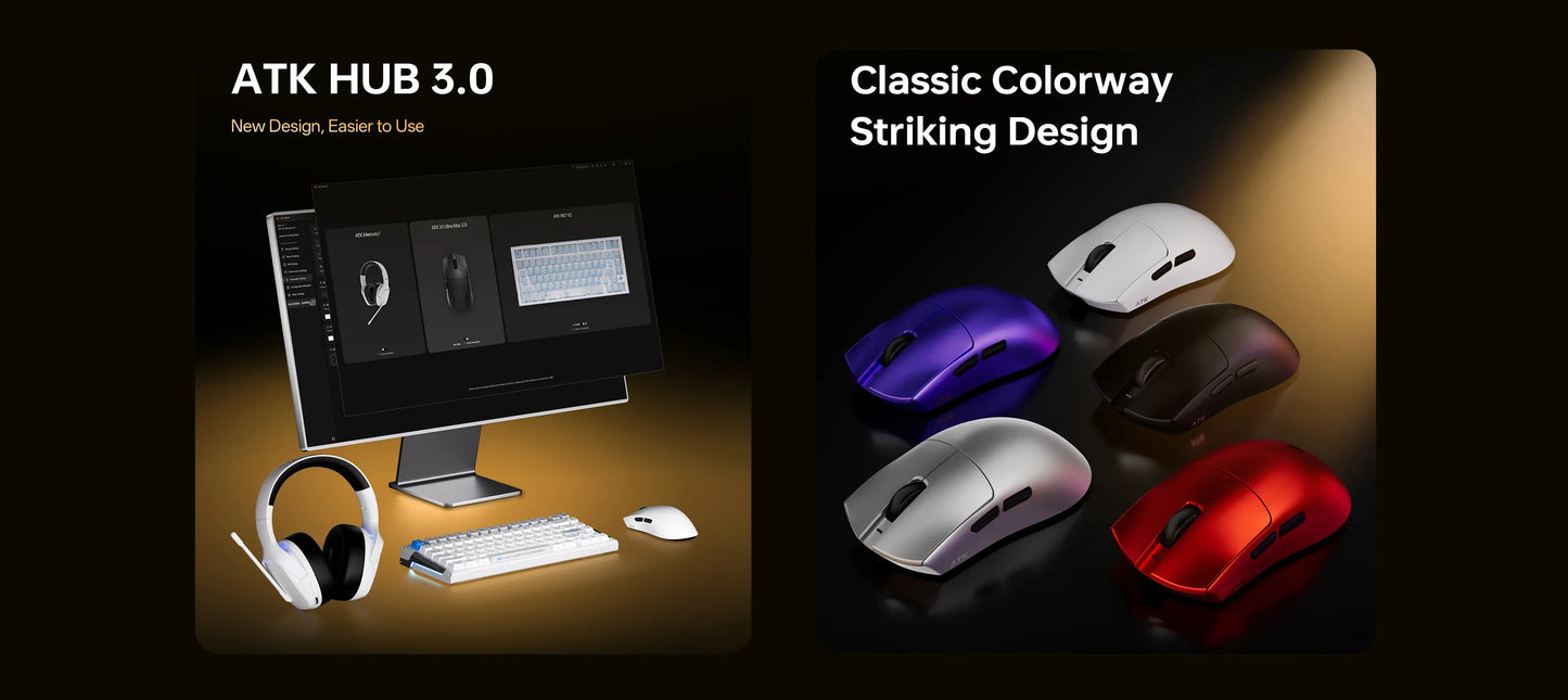 ATK Blazing Sky X1 V2 Wireless Gaming Mouse, Dual Mode 8K PAW3950 Ultra Esports Mouse, Ergonomic Rechargeable Wireless Gaming Mouse for Gaming & Office