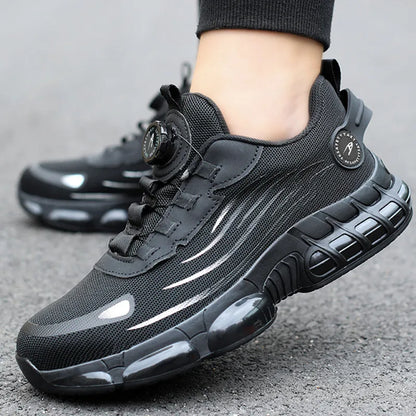 Men Ankle Work Safety Shoes Synthetic Upper Rubber Outsole Anti-Slip Wide Toe Box Anti-impact and Anti-piercing Shoes Men