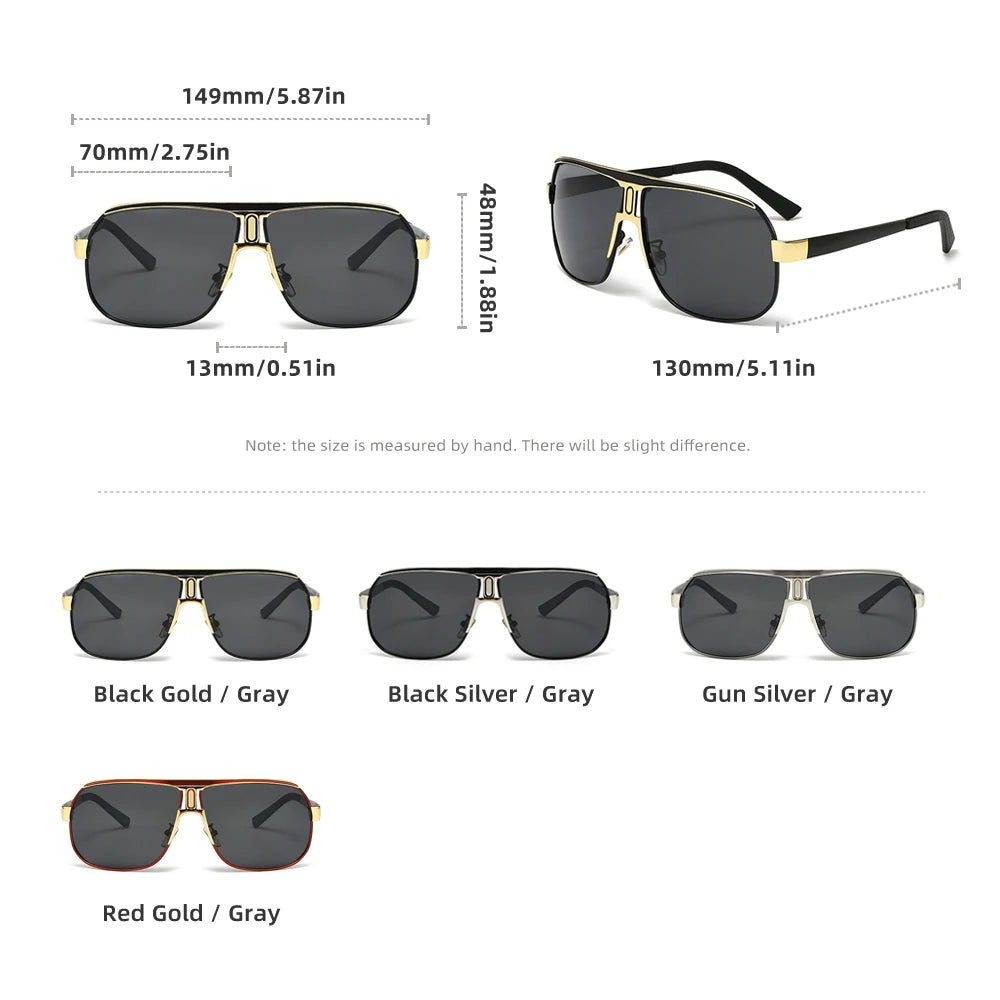 KINGSEVEN Men Women Polarized Alloy Square Oversized Frame Sunglasses Driving Sun Glasses Shades Oculos Masculino Male