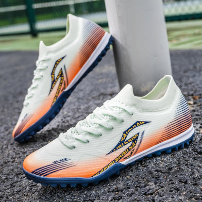 Chaussures de football TF pour adultes, semelle en caoutchouc résistante à l'usure pour terrain synthétique, chaussures de football légères en PU pour hommes, pour matchs sur gazon extérieur