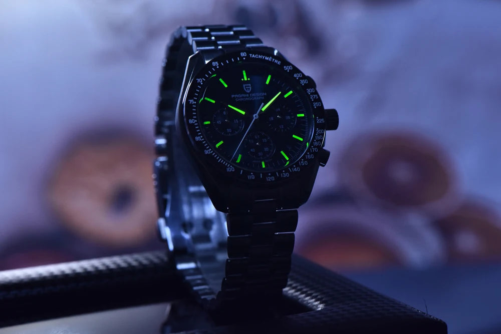 PAGANI DESIGN Moon Uhr – Luxuriöser Quarz-Chronograph für Herren, sportlicher Stil, Saphirglas mit Antireflexbeschichtung, leuchtende Anzeige