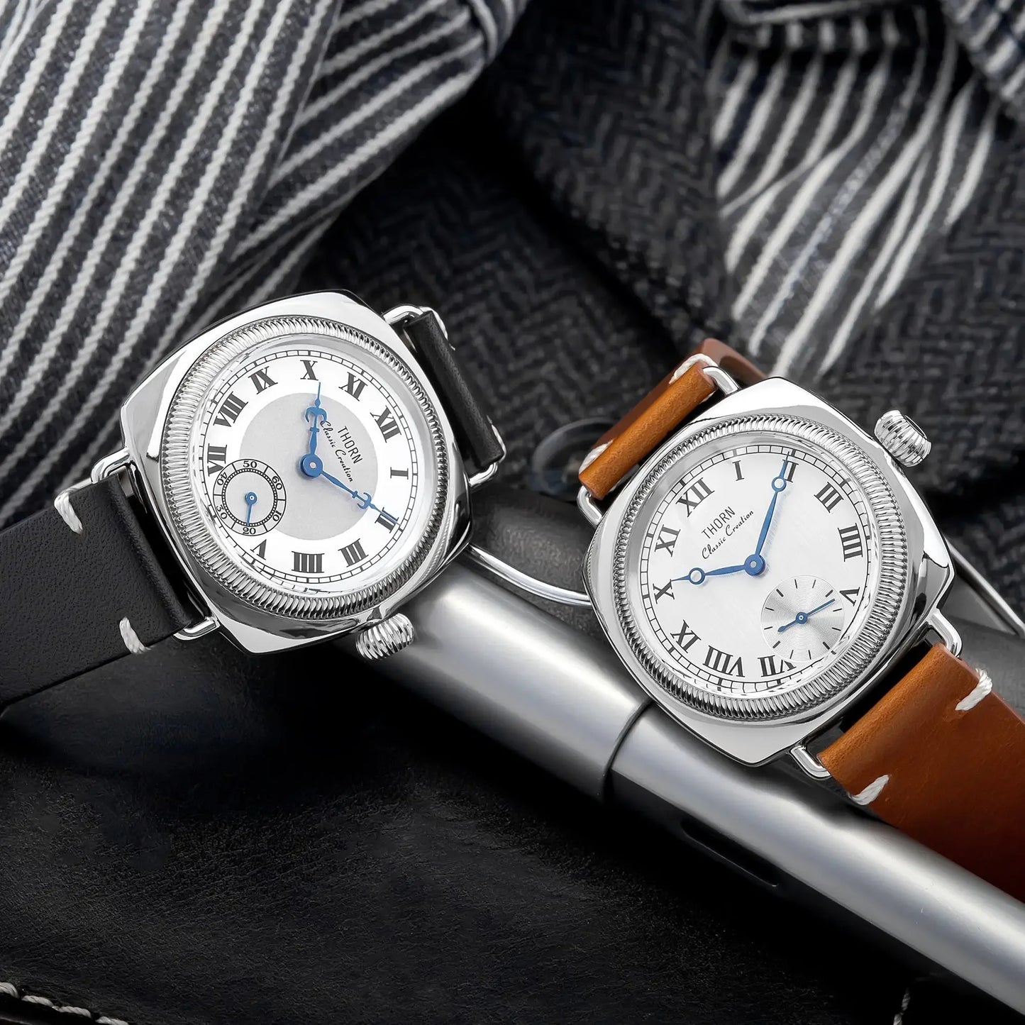 THORN T002 Watch Tribute to Classic Oyster Style Antique Pillow Shaped Watch, Retro Watch, Men's and Women's Couple Watches