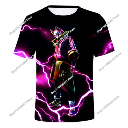 Zomer T-shirt voor kinderen, Battle Royale Fortnite Heldenoverwinning 3D, voor jongens en meisjes, babykleding