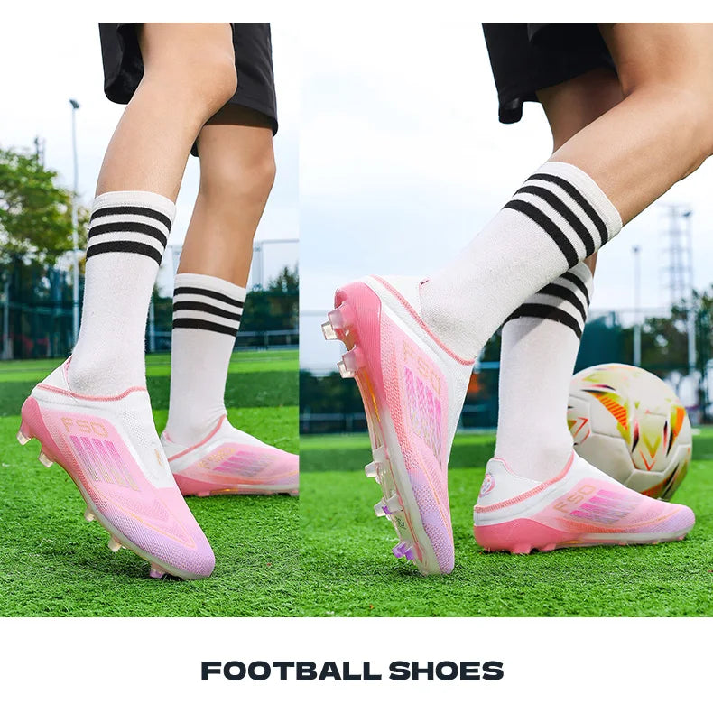 Men Football Boots Futsal Ultralight Soccer Shoes Training TF Match Long Spikes Breathable Indoor Sneakers Cleats Drop Shipping