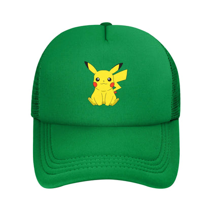 Pikachu Pokemoned  Anime Trucker Hats Unisex  Hats Trucker Hat Racing Cap Adjustable Polyester Mesh Baseball Caps Summer