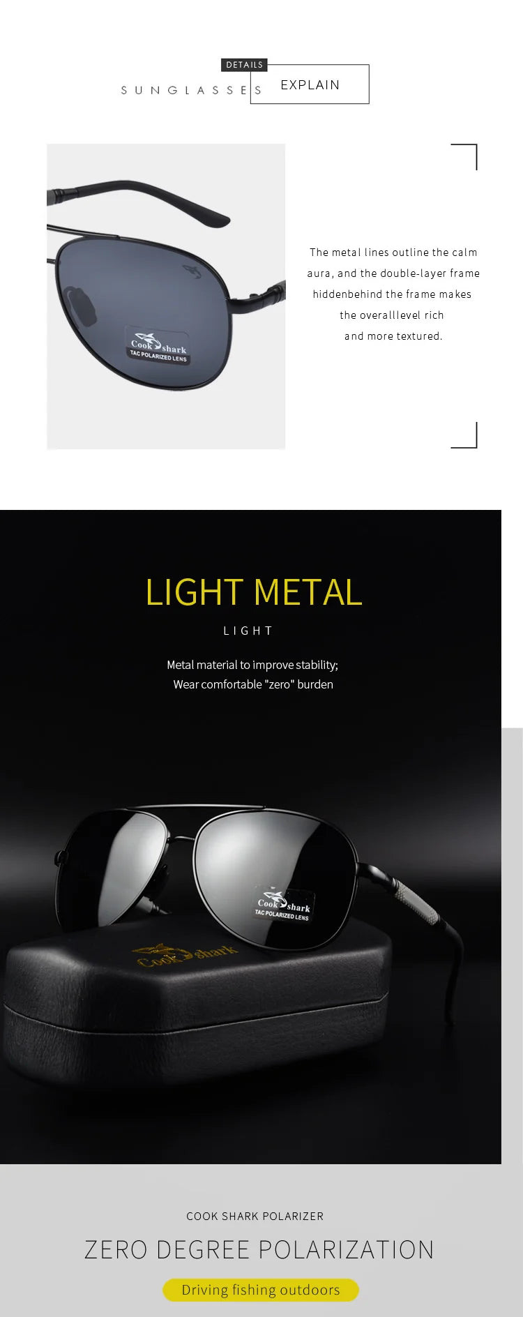 Cook polarizer color-changing sunglasses male driver fishing sunglasses day and night driving special glasses tide