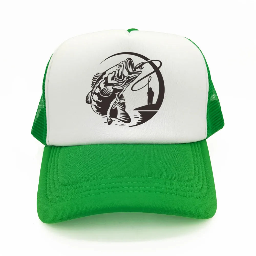 Fiske-skelett-trucker-keps, sommar, herr, cool fiskarkeps, basebollkeps, unisex, utomhus, nätkepsar, MZ-238