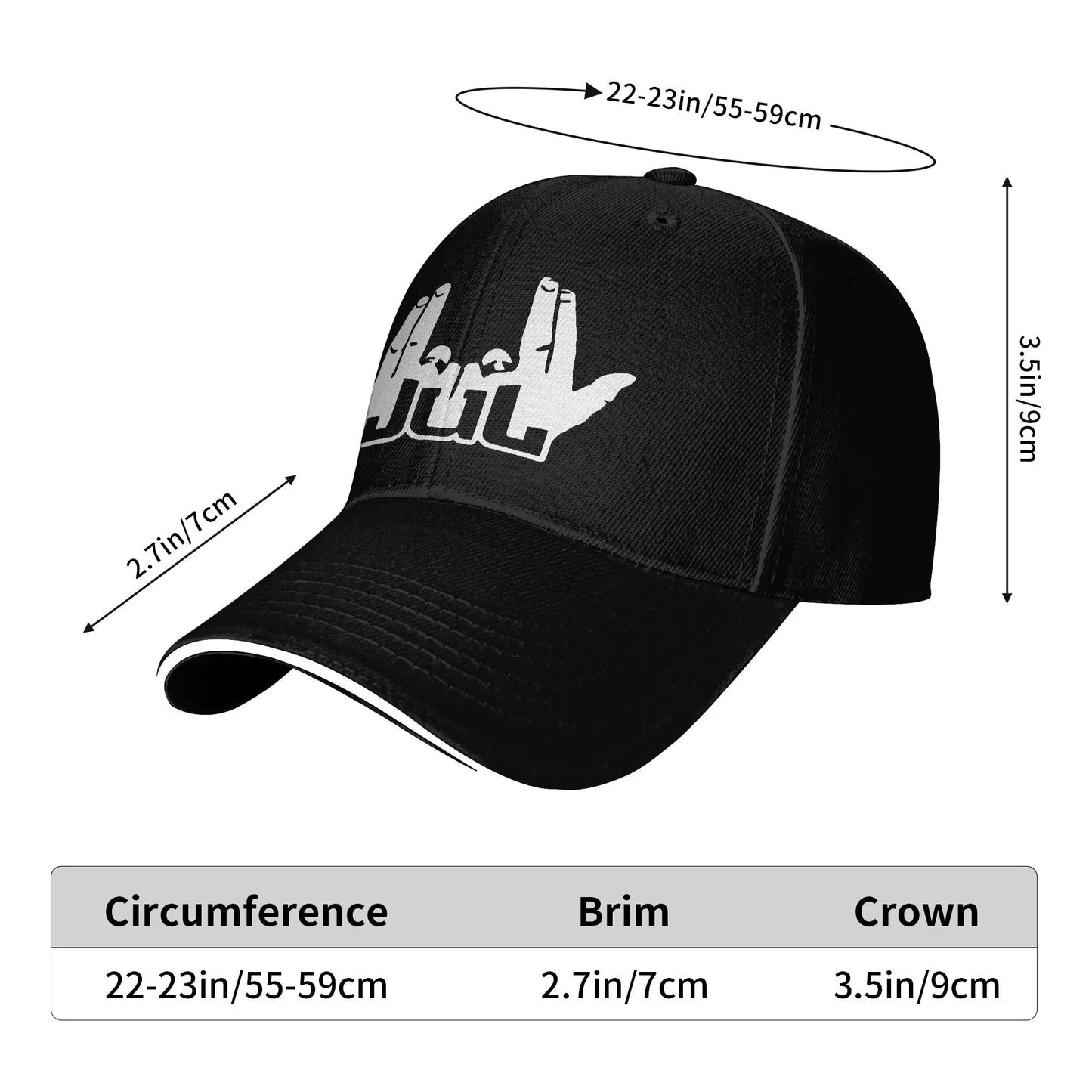 Baseball-lippalakki rapperi-laulaja Jul -tyyliin, unisex-tyylinen lippalakki, ainutlaatuinen design, ulkotreeneihin, lahjaksi sopiva snapback-lippalakki